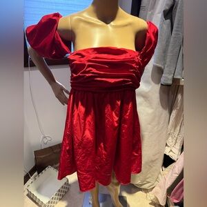 Free People Elegant Red Off-Shoulder Dress